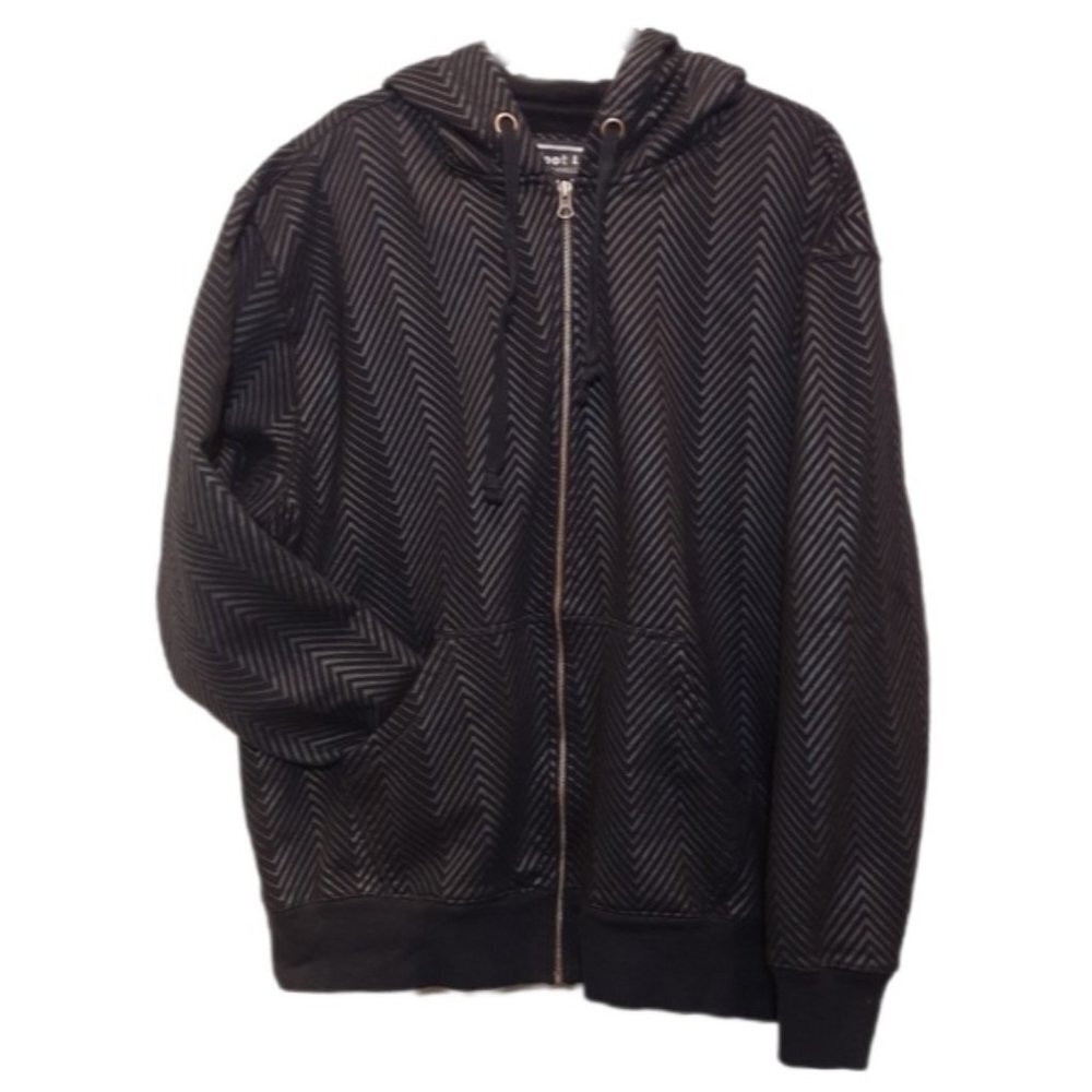 Foot Locker Mens Zip Front Sweatshirt Jacket Hoodie Fleece Lined Athletic Black